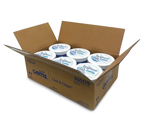 Bright Air Scent Gems, For Small to Medium-Size Spaces, Cool & Clean Scent, 12 oz. Each, Case of 6, Odor Eliminator & Air Freshener, Natural Essential Oils, Lasts Up to 45 Days Each