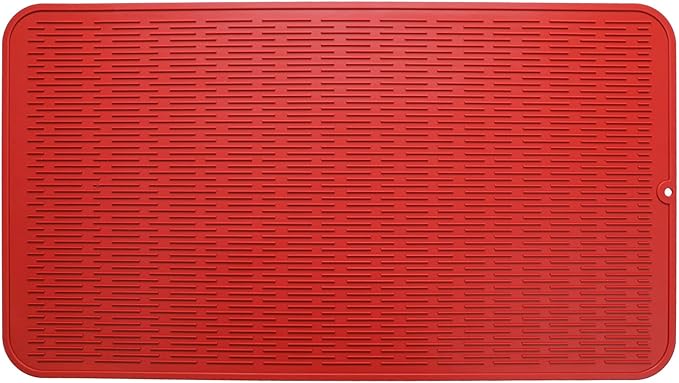 MicoYang Silicone Dish Drying Mat for Multiple Usage,Easy clean,Eco-friendly,Heat-resistant Silicone Mat for Kitchen Counter or Sink,Refrigerator or Drawer Liner Red 4XL 32 inches x 18 inches