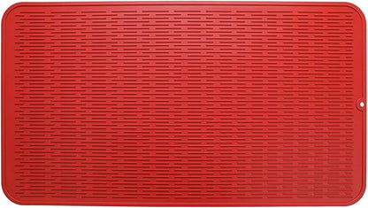 MicoYang Silicone Dish Drying Mat for Multiple Usage,Easy clean,Eco-friendly,Heat-resistant Silicone Mat for Kitchen Counter or Sink,Refrigerator or Drawer Liner Red 4XL 32 inches x 18 inches