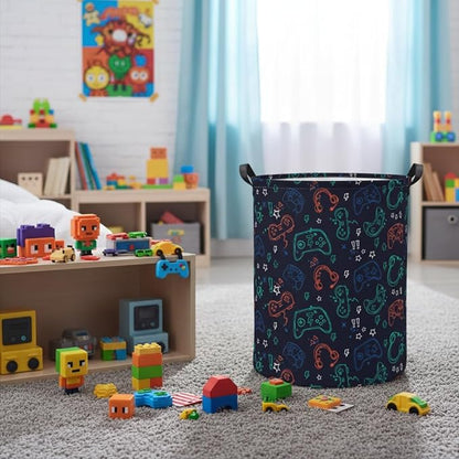 Baby Laundry Hamper kids laundry Basket Waterproof Storage Bin for Bedroom Toy Clothes Organizer Basket Woodland Animals Room Décor(Blue Game)