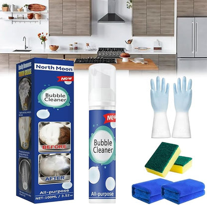 All-Purpose Rinse-Free Cleaning Spray, Bubble Cleaner Foam, All Purpose Bubble Cleaner Kitchen Deep Cleaning Spray, Powerful Stain,Stubborn Grease & Grime Remover Bubble Spray (1Pcs-100ML)