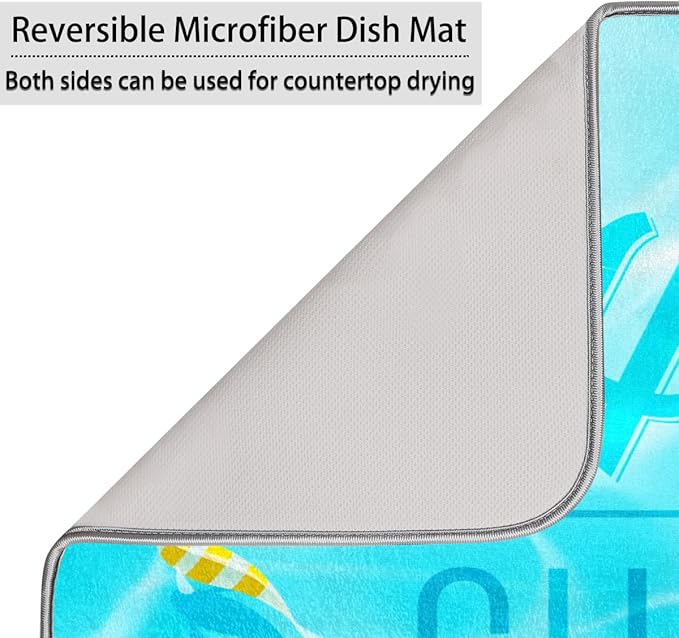 Honeybaby Dish Drying Mat Summer Flip Flop Dish Drying Mats for Kitchen Counter Absorbent Kitchen Drying Mat Dish Rack Mat 18x24 inches
