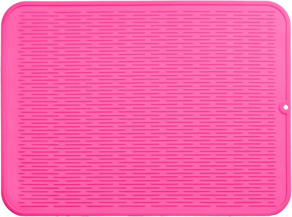MicoYang Silicone Dish Drying Mat for Multiple Usage,Easy clean,Eco-friendly,Heat-resistant Silicone Mat for Kitchen Counter or Sink,Refrigerator or Drawer Liner Rose 2XL 24 inches x 18 inches