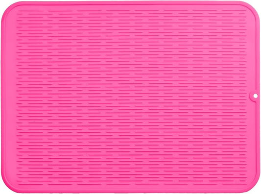 MicoYang Silicone Dish Drying Mat for Multiple Usage,Easy clean,Eco-friendly,Heat-resistant Silicone Mat for Kitchen Counter or Sink,Refrigerator or Drawer Liner Rose 2XL 24 inches x 18 inches
