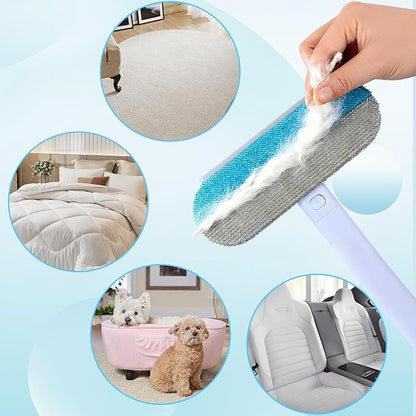 Morofme Multifunctional Pet Hair Remover Tool 4 in 1 Dog and Cat Fur Removal Brush Pet Hair Remover Adjustable Lint Brush Handle Fur Remover Water Scraper for Window Furniture Carpets Sofa Car Clothes
