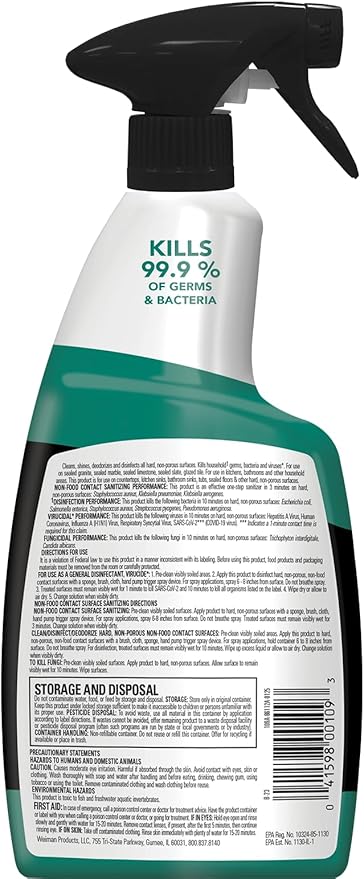Weiman Disinfectant Granite Cleaner and Polish With Microfiber Cloth - Safely Clean Disinfect and Shine Granite Marble Soapstone Quartz Quartzite Slate Limestone Corian Laminate Tile Countertop