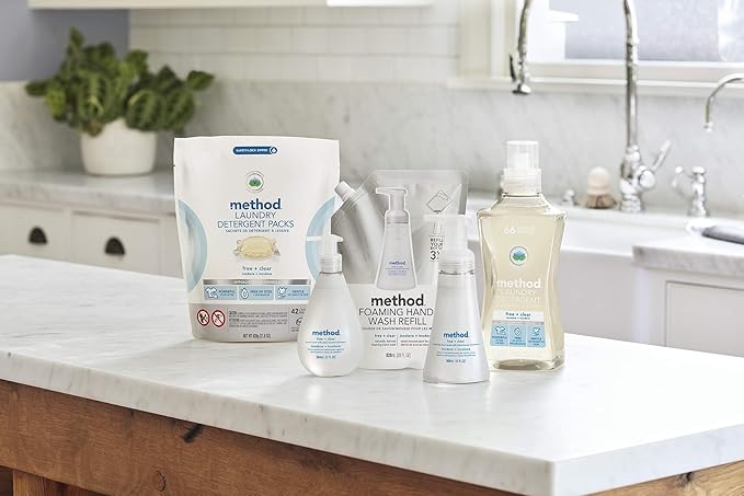 Method Laundry Detergent Packs; Fragrance Free + Clear; Stain Remover that Works in Hot & Cold Water; 42 Packs per Bag; 4 Pack (168 Loads); Packaging May Vary