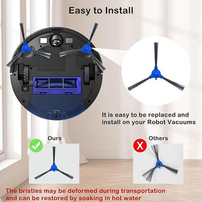 Replacement Parts Accessories Kit for eufy robovac 11S, 12, 15T, 15C, 25C, 30, 30C, 35C Slim Carpet Robotic Vacuum, 1 Roller Brush, 4 Filters, 4 Side Brushes, 1 Pre Filter, 1 Cleaning Brush