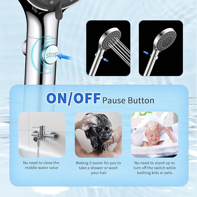 FASDUNT High Pressure Rain Shower Head with Handheld Spray Combo, 10" Rainfall Shower Head with Adjustable Integrated Extension Arm, Detachable Dual Shower Heads with 80" Long Stainless Steel Hose