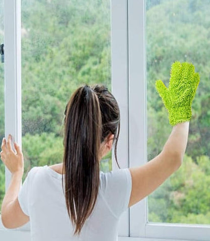 Microfiber Dusting Glove for Kitchen and Home by Scrub-it - Car, Furniture & Window Cleaning Gloves - Cuts Through Dirt Without Using Chemicals - Perfect for Stainless Steel Dusting -2 Pack (Green)