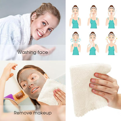 Syhood 12 Pieces Face Wash Cloth 12 x 12 in Makeup Remover Cloths Towel Coral Velvet Facial Microfiber Soft Fast Drying Facial Cleansing Towel for Face(White)