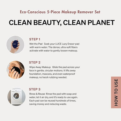 LUCE Makeup Remover Pads Reusable – First Velour Microfiber Makeup Remover Cloth, Eco-Friendly Washable Design, Ultra-Soft for All Skin Types