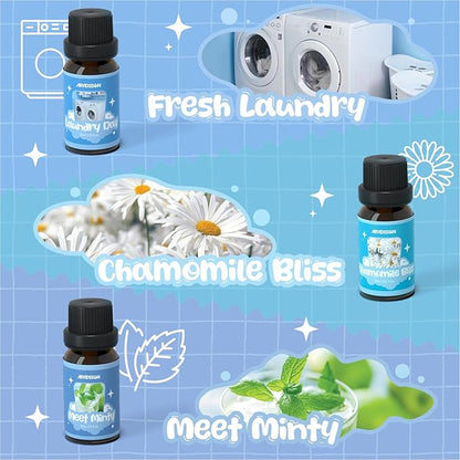 ARVIDSSON Laundry Collection Essential Oil Set, Natural Clean Essential Oils for Diffuser, Use with Wool Dryer Balls - Fresh Linen, Citrus Clean, Laundry Day, Chamomile Bliss, Lavender Field, Minty