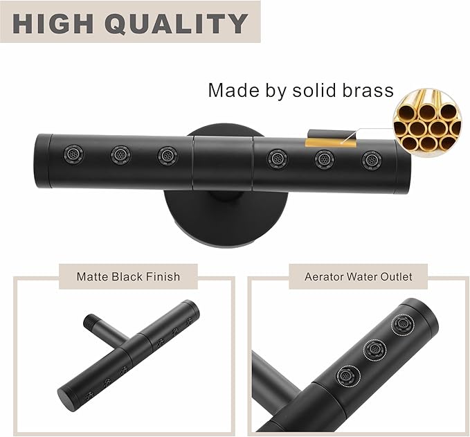 SKOWLL Body Jets High Power Showerhead Wall Mount Shower Jet Nozzle with Rotate 360° Adjustable, Matte Black Massage Shower Nozzle