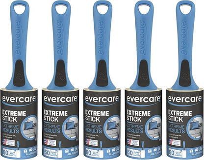 Evercare All Purpose Lint Brush, Value Pack - 5 Rollers (300 Sheets Total), Blue