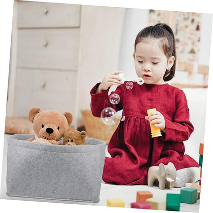Felt Storage Basket Foldable Laundry Hamper Handles Multi-Purpose Organizer for Boys and Girls Toys Bathroom Clothes and Home Storage