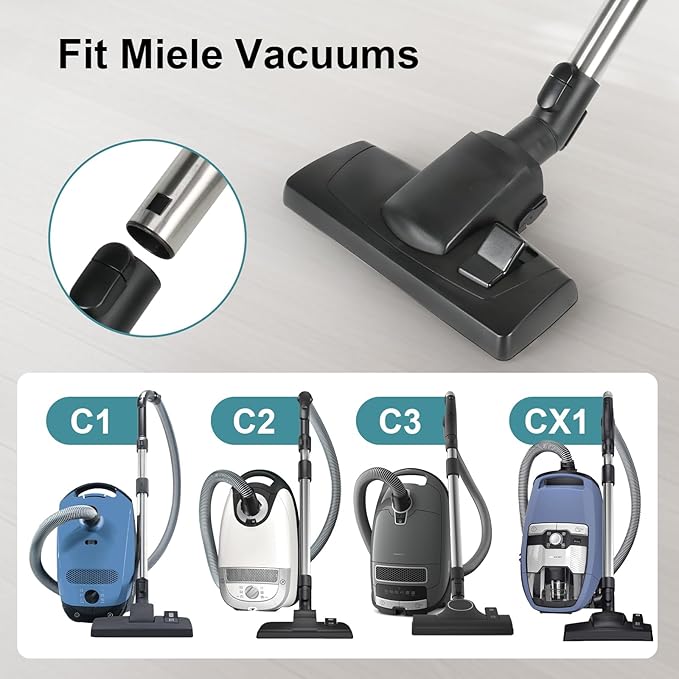 Combination Floor Brush Set, Compatible With Miele C1 C2 C3 CX1 Vacuum Cleaners, Floorhead Dusting Brush Vacuum Attachments for Carpets Area Rugs Hard Floors Cleaning