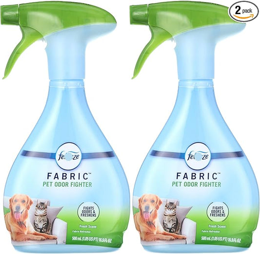 Febreez Pet Odor Fighter Air Freshener Fabric Spray, Fresh Scent, 16.9 oz, (Pack of 2)