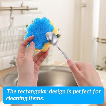 3pcs Scrubbies for Dishes,Kitchen Scrub Pads,Dish Washing Sponge,Dual-Sided Temperature Scrubby Sponges,Flower Dual-Sided Sponge for Dish,Bathroom,Kitchen,Washing & Plus,Multipurpose