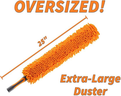 Ceiling Fan Blade Duster Cleaner with 4-14 ft Extension Pole (20ft Reach) // Flexible Fan Cleaner for Ceiling Fans // Microfiber Ceiling Fan Brush Cleaner with Pole // Best Ceiling Fan Cleaning Tool