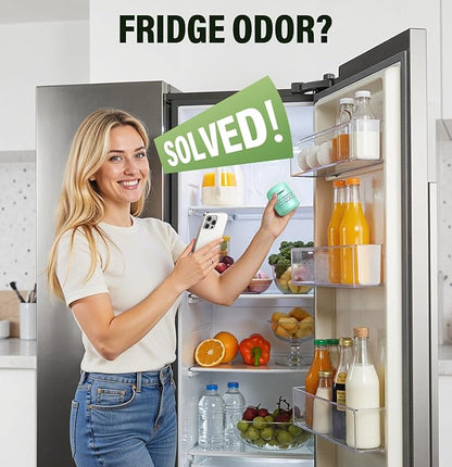Refrigerator Deodorizer - Long Lasting Fridge Odor Eliminator and Smell Absorber, No Need Baking Soda Replacement, Works as Freezer Freshener & Organizer Accessory Green