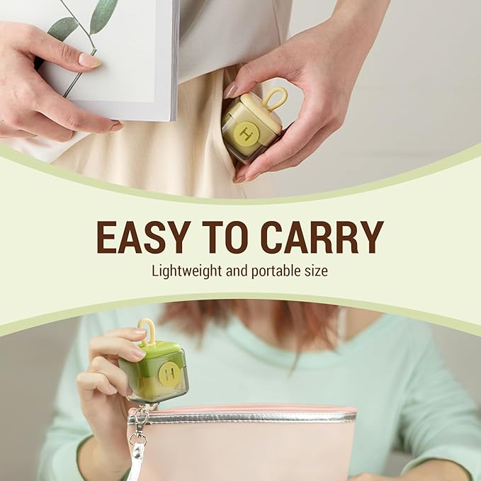 Mini Lint Roller,Washable Sticky Roller Reusable Lint Remover Portable Pet Hair Remover for Clothes,Travel Household (Green+Beige)