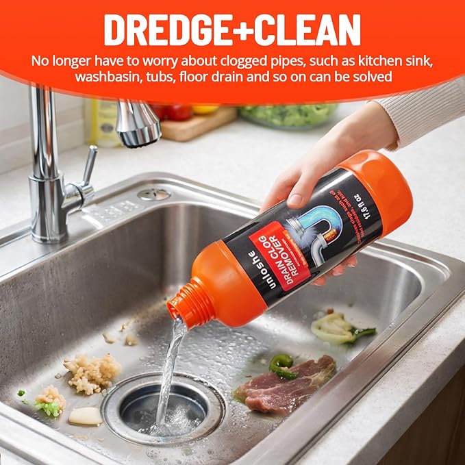 Drain Clog Remover and Drain Cleaner, Unclogs and Removes Hair, Soap Scum and Blockages, for Bathroom, Kitchen, Sink, Tubs (1-Pack)