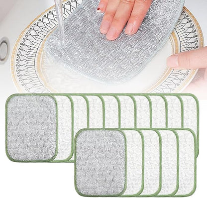 Multipurpose Wire Dishwashing Rags for Wet and Dry, Double Layer Wire Cleaning Cloths for Sinks Pots Pans, Thick Non Scratch Wire Dishcloth Scrubbing Pads Kitchen Supplies, Towel Wire Cleaning (15)