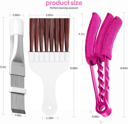 Hommtina 3 Pcs Air Conditioner Condenser Fin Comb/Cleaning Brush, Coil Cleaner Whisk Brush with Window Blinds Brush Dust Cleaner for Refrigerator Evaporator Radiator