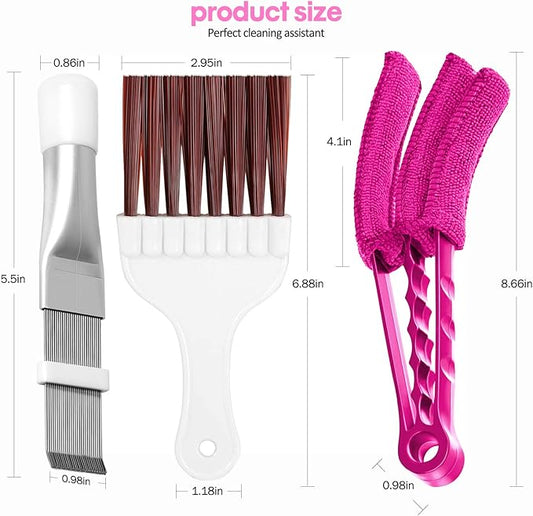 Hommtina 3 Pcs Air Conditioner Condenser Fin Comb/Cleaning Brush, Coil Cleaner Whisk Brush with Window Blinds Brush Dust Cleaner for Refrigerator Evaporator Radiator