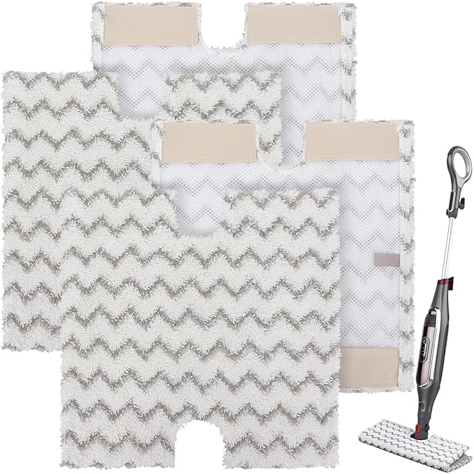 Sgizoku Square Steam Mop Replacement Pads for Shark Genius Steam Mop S5003D & Lift-Away Pro Steam Mop S3973 S3973D S3973WM S5001 S5002Q S5003A S5004 S5004W S6001W S6001WM S6002C S6003D S6003W - 4Pack