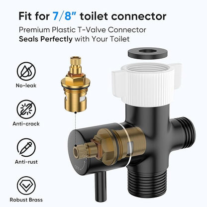 Arofa Handheld Toilet Bidet Sprayer for Toilet-Adjustable Water Pressure Control with Bidet Hose for Feminine Wash, Stainless Steel Brushed Nickel Bidet Faucet Cloth Diaper for Baby Wash, Black,2 Pack