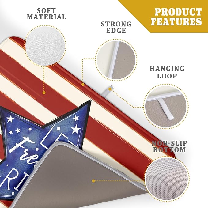 Patriotic Watercolor Stars Stripes Dish Drying Pad 18 x 24 Inch With Absorbent Reversible Microfiber 4th of July Memorial Day Drying Mats Dish Drainer Mat Fast Dry For Kitchen Dining Room