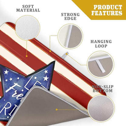 Patriotic Watercolor Stars Stripes Dish Drying Pad 18 x 24 Inch With Absorbent Reversible Microfiber 4th of July Memorial Day Drying Mats Dish Drainer Mat Fast Dry For Kitchen Dining Room