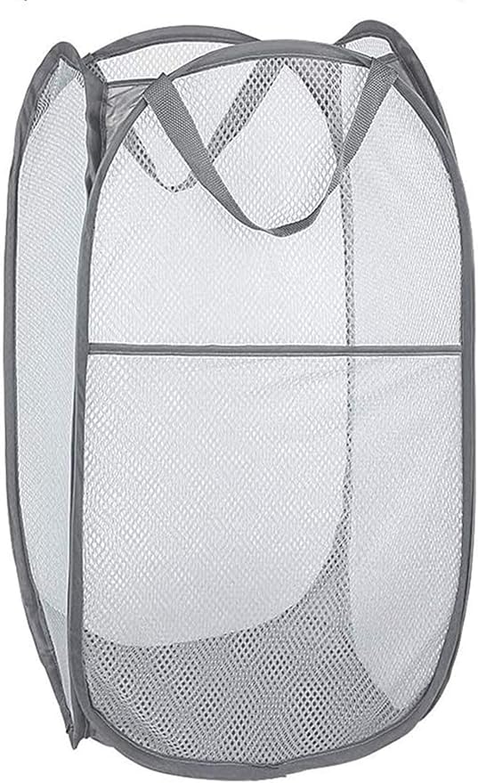 DurReus Rectangle Tall Laundry Basket with Handles Folding Big Nursery Hampers Portable Room College Travel Camp Necessity Grey