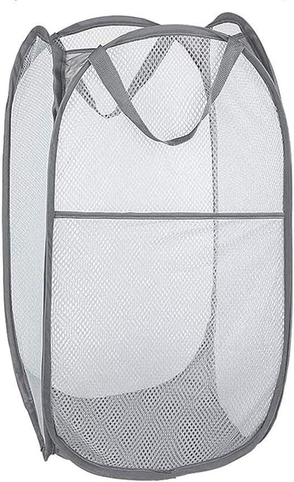 DurReus Rectangle Tall Laundry Basket with Handles Folding Big Nursery Hampers Portable Room College Travel Camp Necessity Grey