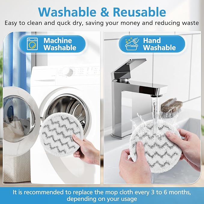 iSingo 6 Pack 3897A / 3712 Rotating Steam Mop Pads Replacement for Bissell SpinWave SmartSteam Scrubbing Steam Mop Cleaner 【Models 3897A/3712 ONLY】, Washable Reuseable Refill Pads