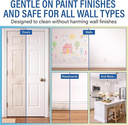 CleanWall Wall, Door & Baseboard Cleaner Spray – 32 oz Multi-Surface Formula Safe for Painted Walls – Made in USA – Family-Friendly – Tackles Everyday Kid Messes like Handprints, Smudges & Crayon
