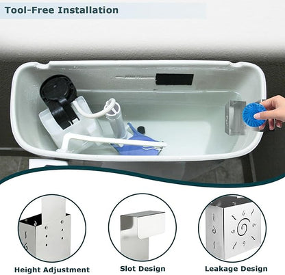 2 Pcs 304 Stainless Steel Toilet Tank Cleaner Caddy with Adjustable Hook - Hanging Holder for Blue Tablets & Bleach Pods (Silver)