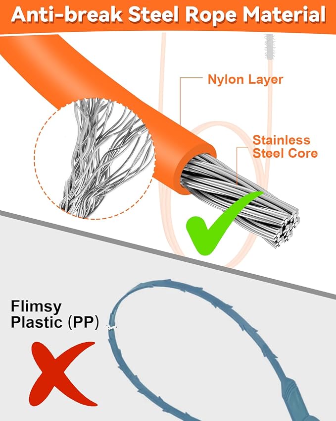 32 Inch Anti-break Metal Drain Snake, Hair Clog Remover, Drain Cleaner Tool with Nylon Coating Sink Snake, Drain Clog Remover for Shower, Bathroom Sink Tub (6 Pack)