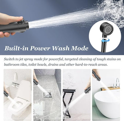 FEELSO Filtered Shower Head with Handheld, High Pressure 4 Spray Showerhead with Filters & Upgraded Anti-clog Nozzles for Hard Water -Remove Chlorine, Reduce Dry Itchy Skin -ON/OFF Switch for Pet Bath