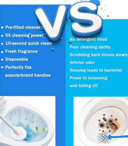 60 Pcs Disposable Toilet Wand Refills for Clorox, 5X Cleaning Power Scrubber, Upgrade Fiber Cleaner Heads for for Toilet and Bathroom Cleaning