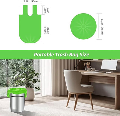 MakMeFre 5Rolls 4Gallon Portable Trash Bags,Thicken Small Garbage Bags for Office,Bedroom,Kitchen Waste Bin(150Counts,Green)