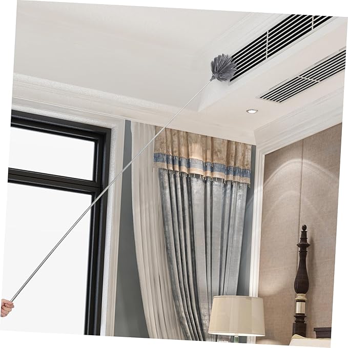 HEALLILY Ceiling Fan Duster Extendable Pole Cleaning Heads Web Remover for Indoor Outdoor Cleaning