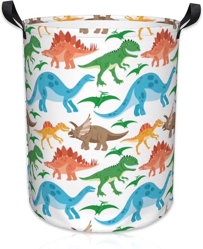 Laundry Basket Cute Dinosaurs Laundry Hamper Large Laundry Basket Storage Basket Tote Bag Collapsible Organizer Basket for Bathroom,Laundry,Bedroom 17.3 x16.5 Inch