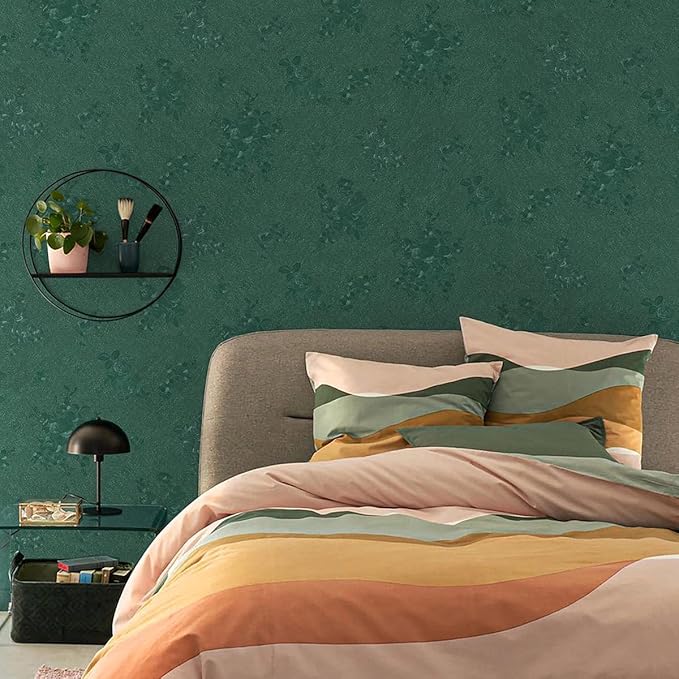 Dark Green Wallpaper Embossed Floral Peel and Stick Wallpaper 118inL78.7inW Contact Paper for Cabinet Drawers Pure Green Flower Contact Paper Textured Self Adhesive Thicken Bathroom Waterproof