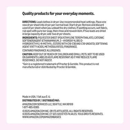Amazon Basics Dryer Sheets, Spring Fresh, Laundry Fabric Softener, 160 Count