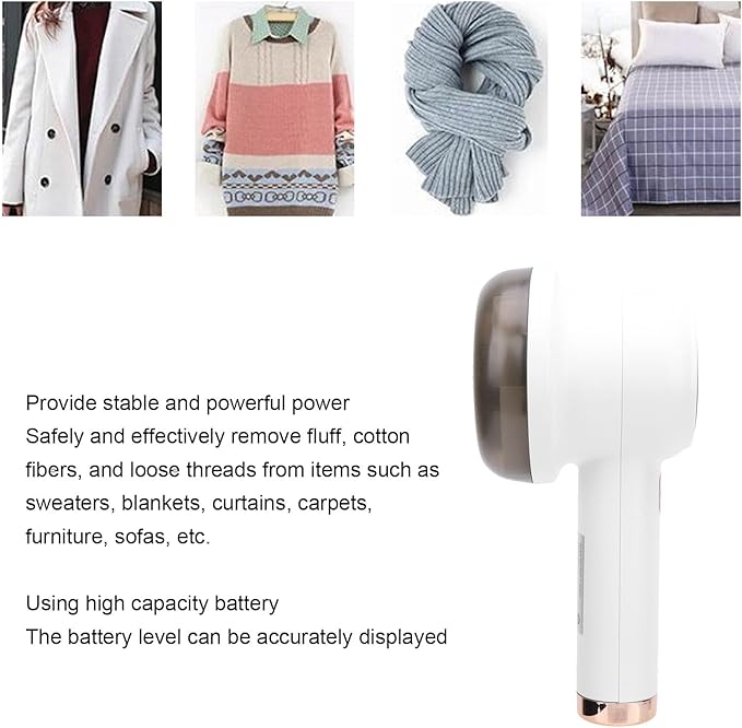 Fabric Shaver, Rechargeable Lint Remover, Lint Remover for Clothes, Sweater Shavers, 8W 3 Gear Large Capacity Shaver, Electric Lint Shaver with Battery Display for Clothes