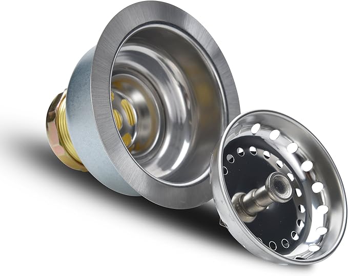 K&J Kitchen Sink Strainer Stopper - Stainless Steel Spring Clip Kitchen Sink Drain Strainer and Stopper (Sink Drain Assembly)