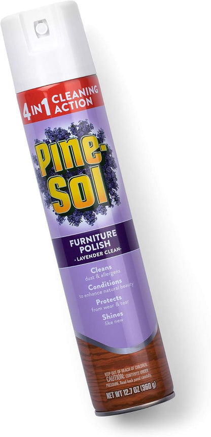 Pine-Sol Furniture Polish Aerosol, Lavender Scent - Wood Furniture Polish Spray Gives You A Powerful Clean You Can Trust - 12.7 Ounce